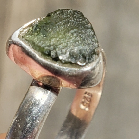 Genuine Moldavite Ring ~ 925 Sterling Silver - Picture 6 of 15